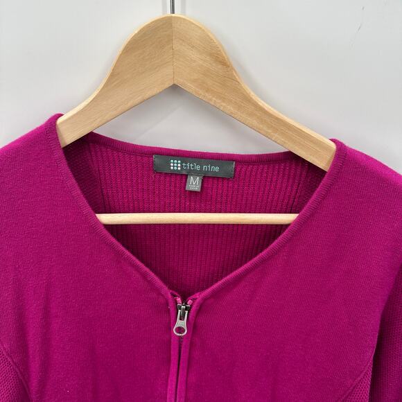 Title Nine Magenta Pink Full Zip Cardigan // M - Picture 2 of 5